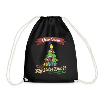 Cher Père Noël Ma sœur l’a fait frères et sœurs Noël - Sac de sport léger - noir - Devant