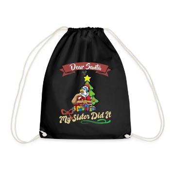 Cher Père Noël Ma sœur l’a fait frères et sœurs Noël - Sac de sport léger - noir - Devant