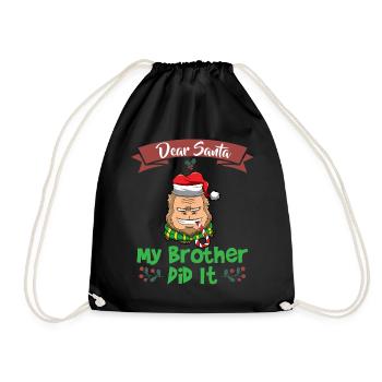 Cher Père Noël Mon frère l’a fait Frères et sœurs Noël - Sac de sport léger - noir - Devant