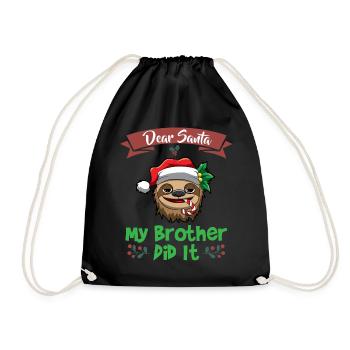 Cher Père Noël Mon frère l’a fait Frères et sœurs Noël - Sac de sport léger - noir - Devant