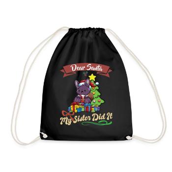 Cher Père Noël Ma sœur l’a fait frères et sœurs Noël - Sac de sport léger - noir - Devant