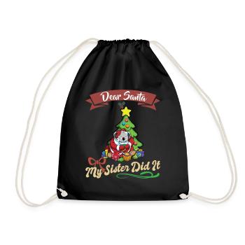 Cher Père Noël Ma sœur l’a fait frères et sœurs Noël - Sac de sport léger - noir - Devant