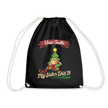 Cher Père Noël Ma sœur l’a fait frères et sœurs Noël - Sac de sport léger - noir - Devant