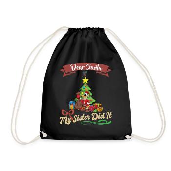 Cher Père Noël Ma sœur l’a fait frères et sœurs Noël - Sac de sport léger - noir - Devant