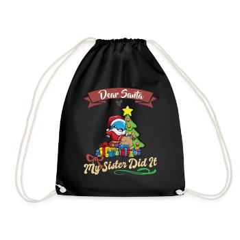 Cher Père Noël Ma sœur l’a fait frères et sœurs Noël - Sac de sport léger - noir - Devant