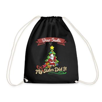 Cher Père Noël Ma sœur l’a fait frères et sœurs Noël - Sac de sport léger - noir - Devant