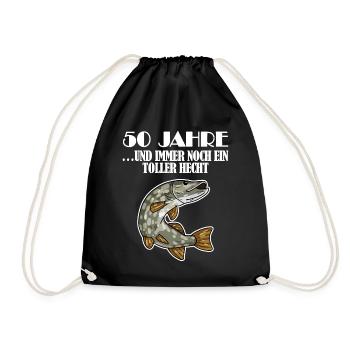 50. Geburtstag Angler Lustiger Spruch - 50 Jahre - Turnbeutel - Schwarz - Vorne
