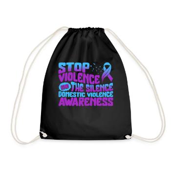 Domestic Violence Awareness Shirt, Stop End - Drawstring Bag - black - Front