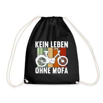 Mofa Mofas Moped Zweirad Mofafahrer Rollerfahrer - Turnbeutel - Schwarz - Vorne