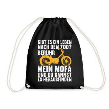 Mofa Mofas Moped Zweirad Mofafahrer Rollerfahrer - Turnbeutel - Schwarz - Vorne