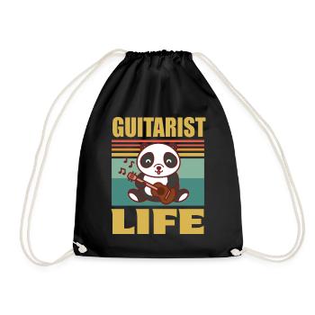 Gitarre Niedlicher Panda-Gitarrist Rockgitarren-Gi - Turnbeutel - Schwarz - Vorne