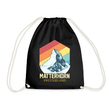 Matterhorn Alpen Schweiz Souvenir Zermatt Skifahre - Turnbeutel - Schwarz - Vorne