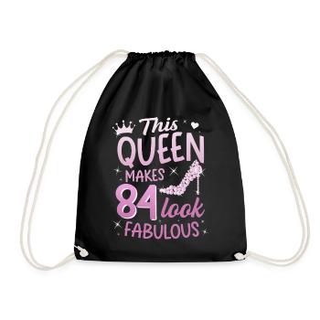 This Queen makes 84 look Fabulous 84th birthday - Drawstring Bag - black - Front