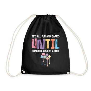 All just fun and games for nail technicians - Drawstring Bag - black - Front