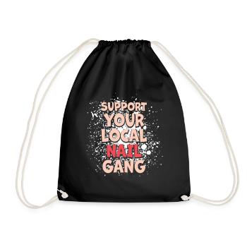 Soutenez votre Nail Gang Nail Tech local - Sac de sport léger - noir - Devant