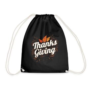 Brown Leaves Logo for Thanksgiving - Turnbeutel - Schwarz - Vorne