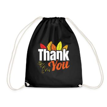 Thank You Logo with Colored Feathers Thanksgiving - Turnbeutel - Schwarz - Vorne