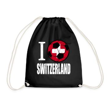 Schweiz Fußball - Turnbeutel - Schwarz - Vorne