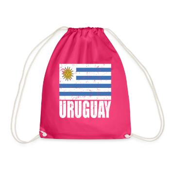 Uruguay Flag - Drawstring Bag - fuchsia - Front