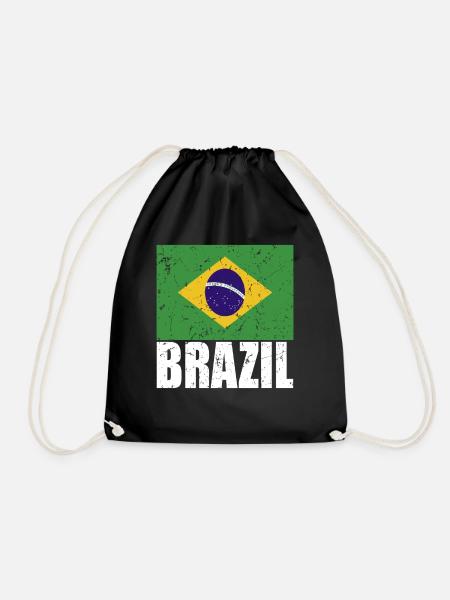 Brazil Flag - Drawstring Bag - black