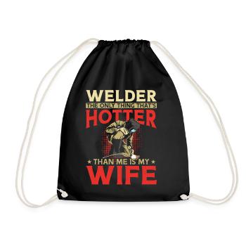 Welder Welding Husband Wife - Drawstring Bag - black - Front