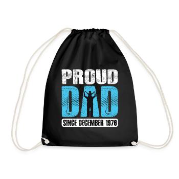 Proud Dad Since December 1976 - Drawstring Bag - black - Front