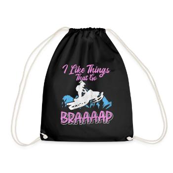 I Like Things That Go Braaaap Snowmobiles - Drawstring Bag - black - Front