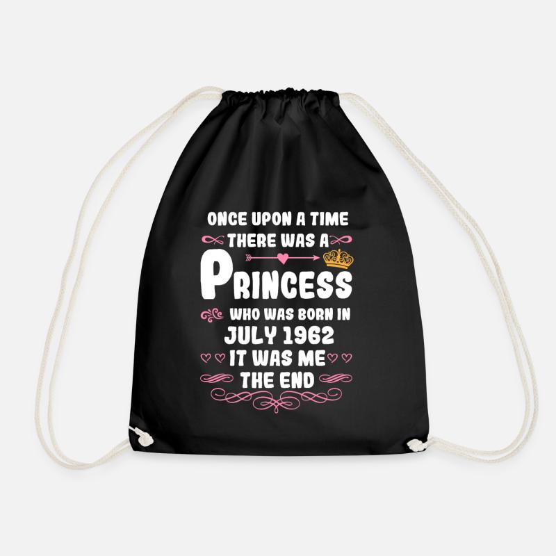 Once upon a time there was a princess. July 1962 Geburtsta - Drawstring Bag - black