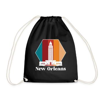 Andenken-Karneval Louisiana-Skyline-New Orleans - Turnbeutel - Schwarz - Vorne