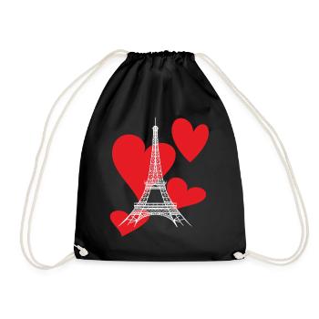Tour Eiffel avec Coeur-Amour-Paris-Souvenir-France - Sac de sport léger - noir - Devant