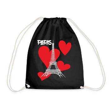 Paris-Eiffelturm mit Herz-Andenken-Frankreich-Fran - Turnbeutel - Schwarz - Vorne