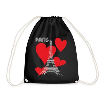 Paris verliebter Eiffelturm mit Herz-Frankreich-An - Turnbeutel - Schwarz - Vorne