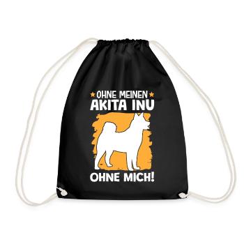 Ohne meinen Akita Inu ohne mich japanischer Spitz - Turnbeutel - Schwarz - Vorne