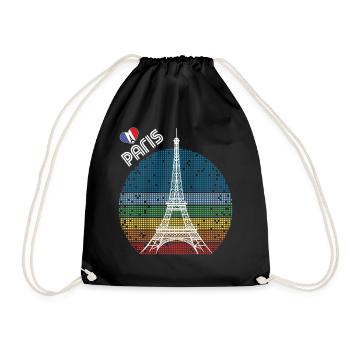 Love Paris Retro Tour Eiffel France Souvenir F - Sac de sport léger - noir - Devant