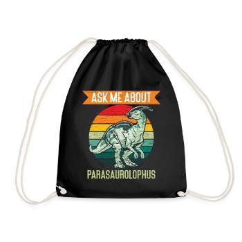 Reto Parasaurolophus Dino Dinosaurier - Turnbeutel - Schwarz - Vorne