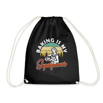 Retro Baking is My Superpower Backen - Drawstring Bag - black - Front