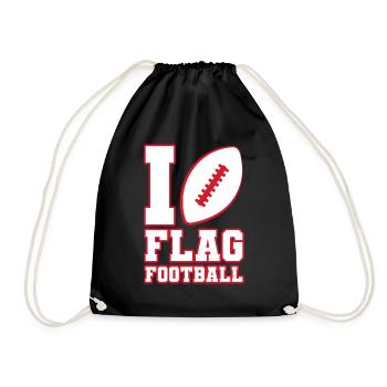 I love Flag Football Ball Player - Drawstring Bag - black - Front