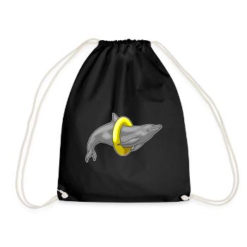 Dolphin Swimming Lifebuoy - Drawstring Bag - black - Front