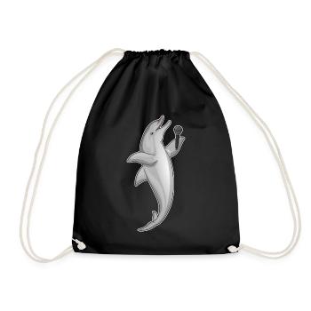 Dolphin Singer Microphone Singing - Drawstring Bag - black - Front