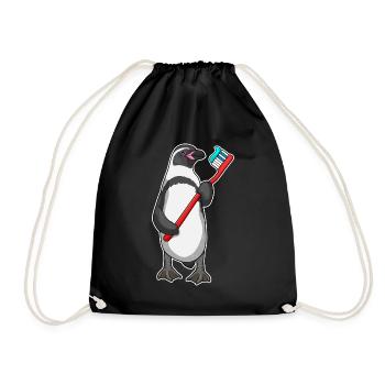 Penguin Toothbrush - Drawstring Bag - black - Front