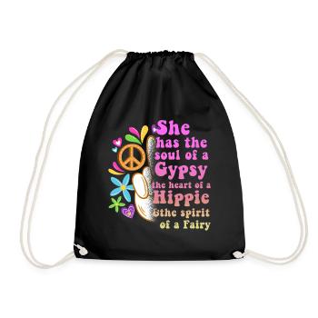 Hippie Peace Groovy Flowerpower Boho Woodstock - Sac de sport léger - noir - Devant