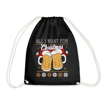 All I need for Christmas is BEER - Drawstring Bag - black - Front