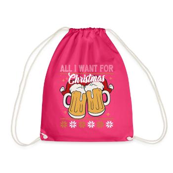 Tout ce dont j’ai besoin pour Noël, c’est de la BIÈRE - Sac de sport léger - fuchsia - Devant