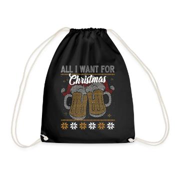 All I need for Christmas is BEER - Drawstring Bag - black - Front