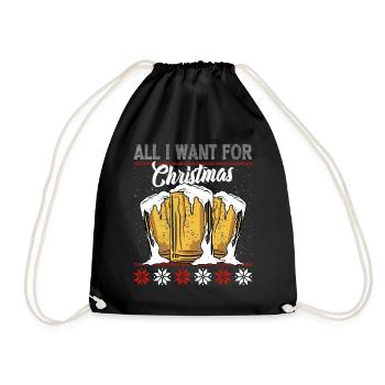 All I need for Christmas is BEER - Drawstring Bag - black - Front