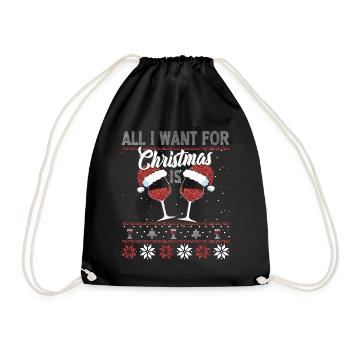 All I need for Christmas is WINE - Drawstring Bag - black - Front