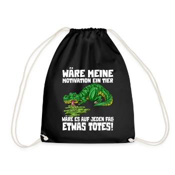 Motivation lustlos Witziges T-Rex Dino Outfit - Turnbeutel - Schwarz - Vorne