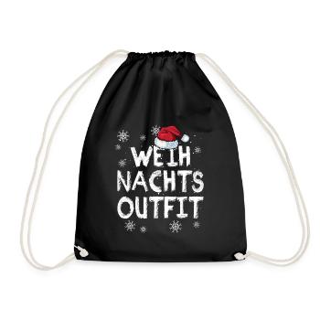 Weihnachts-Outfit Partnerlook Weihnachten Familie - Turnbeutel - Schwarz - Vorne
