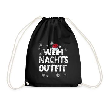 Weihnachts-Outfit Partnerlook Weihnachten Familie - Turnbeutel - Schwarz - Vorne