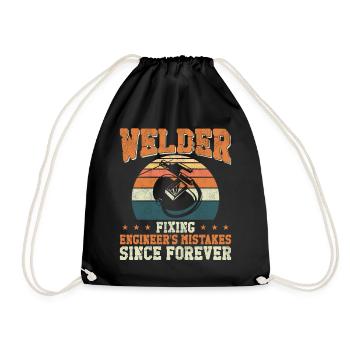 Welder Welding Vintage Retro - Drawstring Bag - black - Front